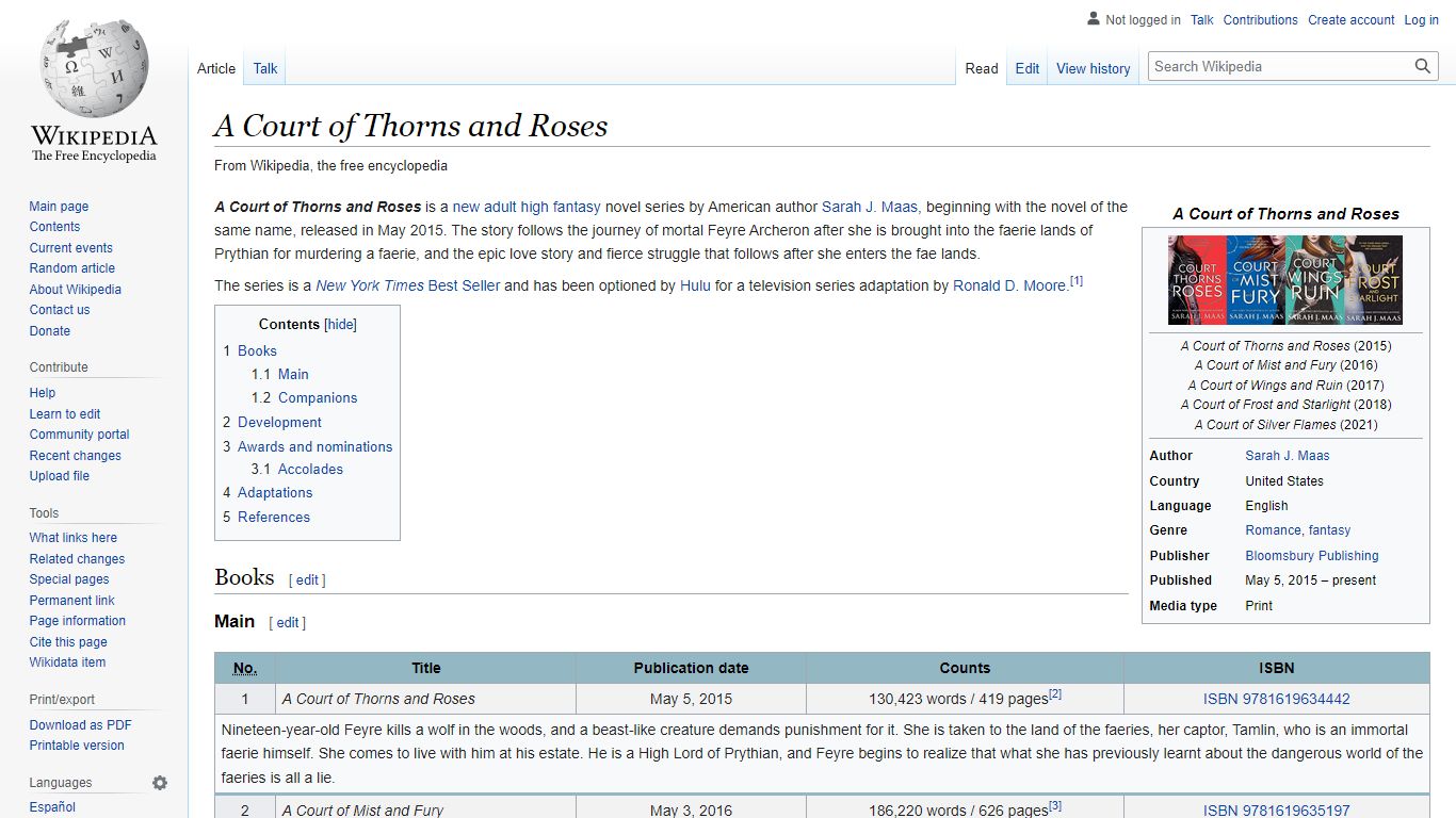 A Court of Thorns and Roses - Wikipedia